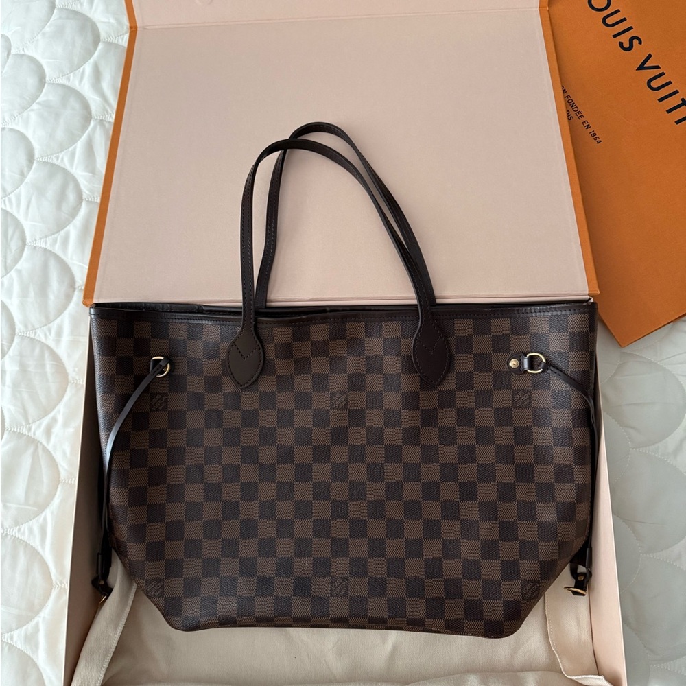 Louis Vuitton Damien Ebene Neverfull MM Rose Ballerine Interior with pochette
